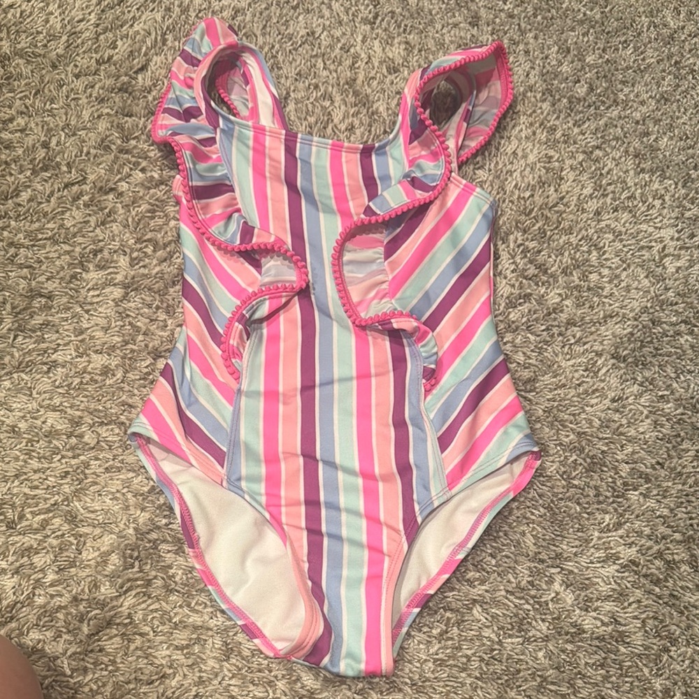 Striped Ruffle One-Piece Swimsuit